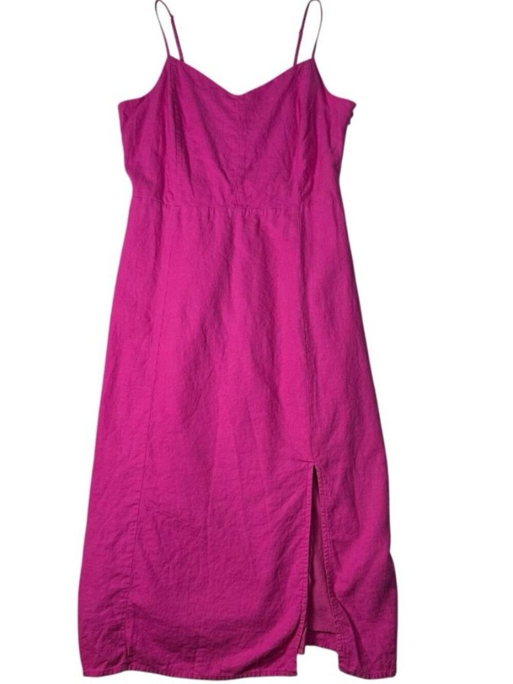 J.CREW Pink Linen Blend Slip Dress Midi Strappy V-Neck Size 10 Sheath Vacation